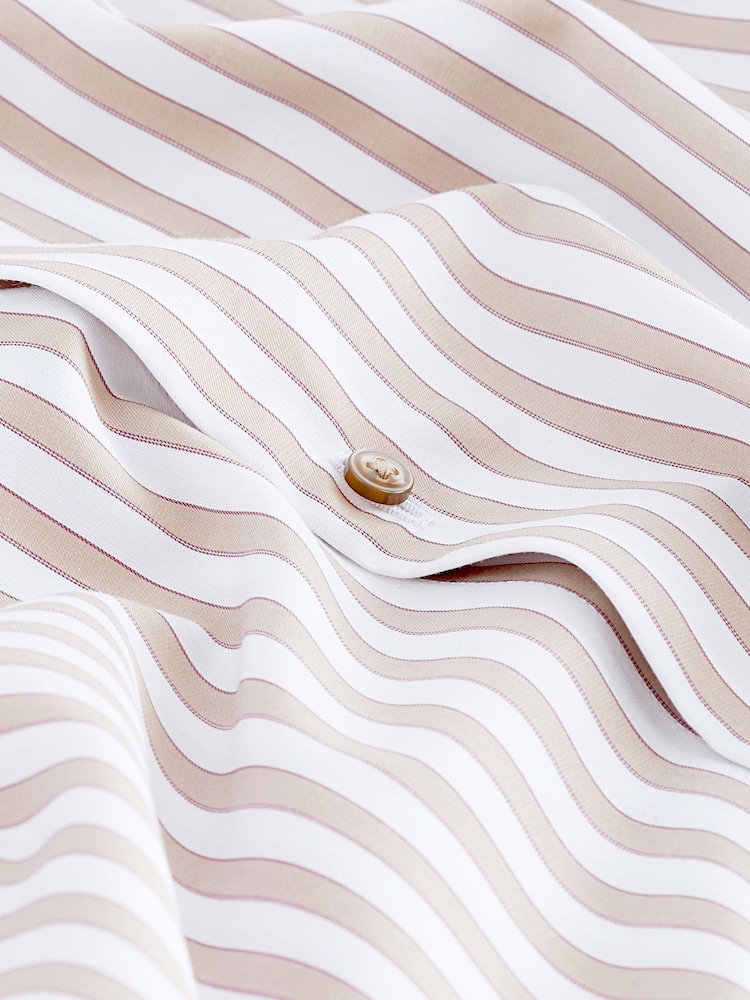 Neutral Brown/White Stripe Signature Trimmed Shirt - Image 9 of 9