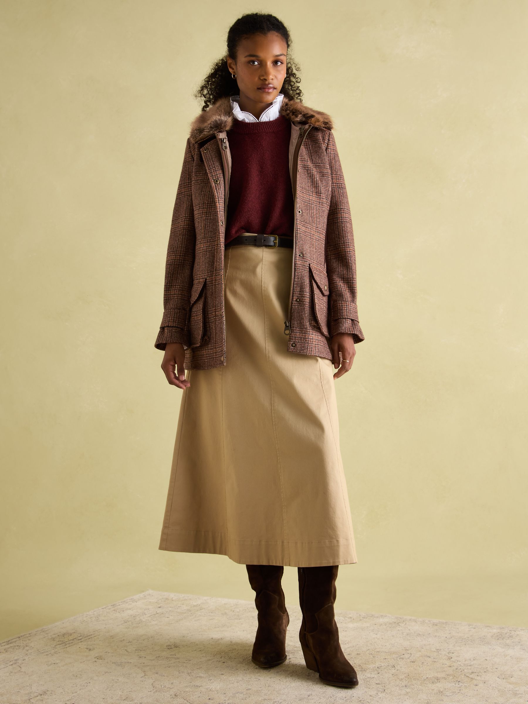 Buy Joules Fieldcoat Luxe Brown Fieldcoat Luxe 3 in 1 Brown Tweed Coat with Removable Quilted Gilet from Next USA