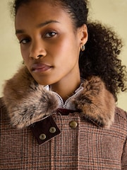 Joules Fieldcoat Luxe Brown Fieldcoat Luxe 3-in-1 Brown Tweed Coat with Removable Quilted Gilet - Image 7 of 12
