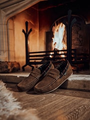 Barbour® Brown Porterfield Suede Slippers - Image 7 of 14