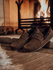 Barbour® Brown Porterfield Suede Slippers - Image 8 of 14