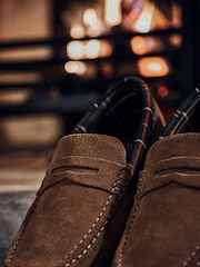 Barbour® Brown Porterfield Suede Slippers - Image 10 of 14