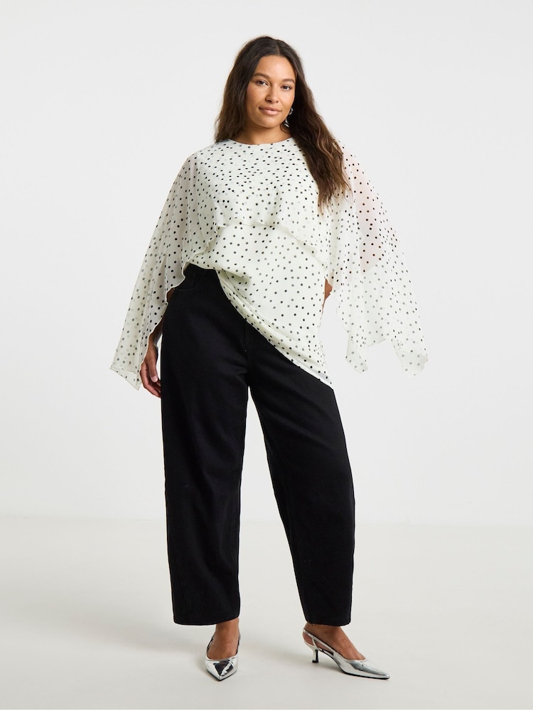 Simply Be Ivory Spot Cape Blouse - תמונה 1 מתוך 4 Simply Be Ivory Spot Cape Blouse - תמונה 1 מתוך 4