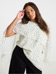 Simply Be Ivory Spot Cape Blouse - תמונה 3 מתוך 4