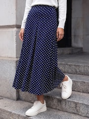 Roman Blue Polka Dot Midi Skirt - Image 1 of 4
