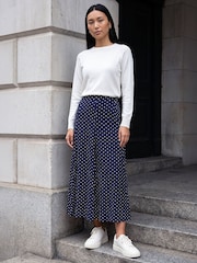 Roman Blue Polka Dot Midi Skirt - Image 2 of 4