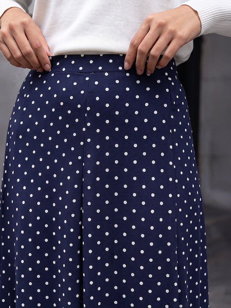 Roman Blue Polka Dot Midi Skirt - Image 4 of 4 Roman Blue Polka Dot Midi Skirt - Image 4 of 4