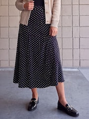 Roman Black Polka Dot Midi Skirt - Image 1 of 4