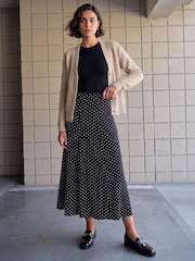 Roman Black Polka Dot Midi Skirt - Image 2 of 4