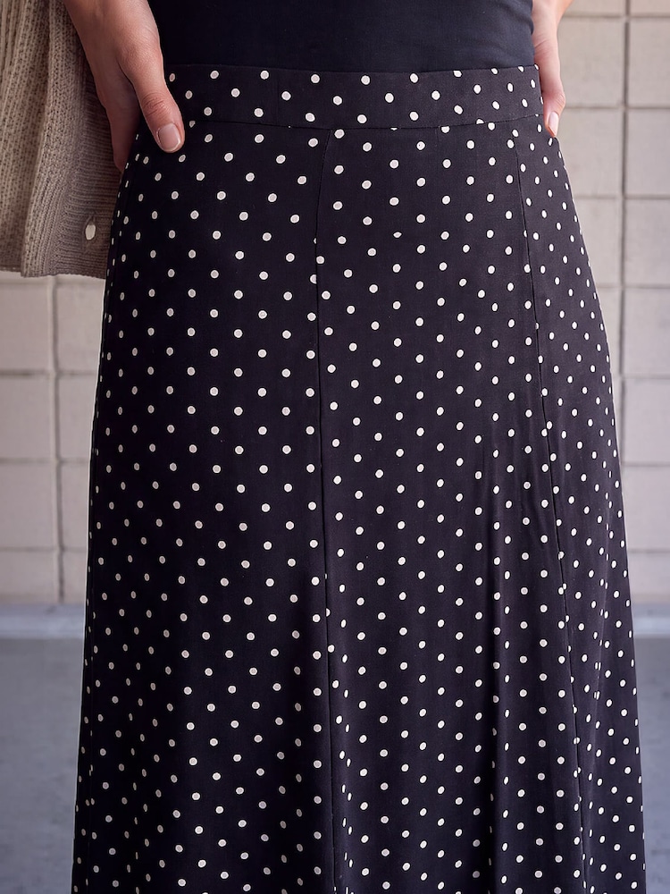Roman Black Polka Dot Midi Skirt - Image 4 of 4 Roman Black Polka Dot Midi Skirt - Image 4 of 4