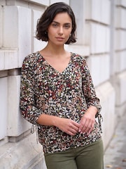 Roman Green Puff Print Top - Image 1 of 4