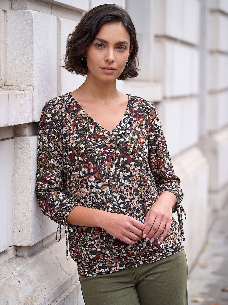 Roman Green Puff Print Top - Image 1 of 4 Roman Green Puff Print Top - Image 1 of 4