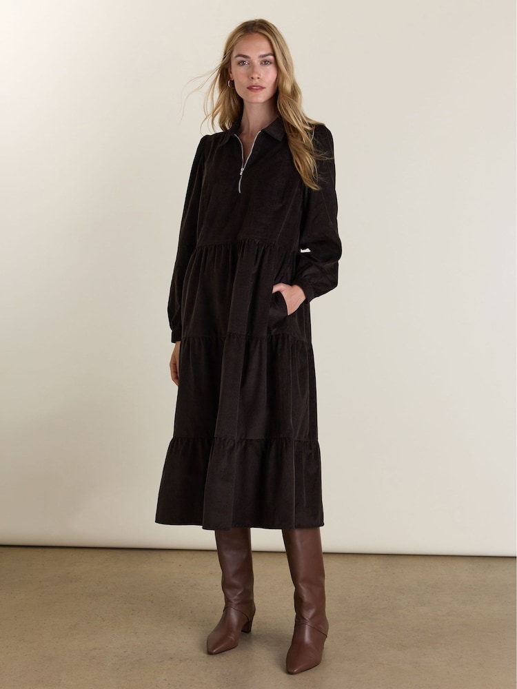 Baukjen Brown Jenna Cord Midi Dress - Image 1 of 4 Baukjen Brown Jenna Cord Midi Dress - Image 1 of 4