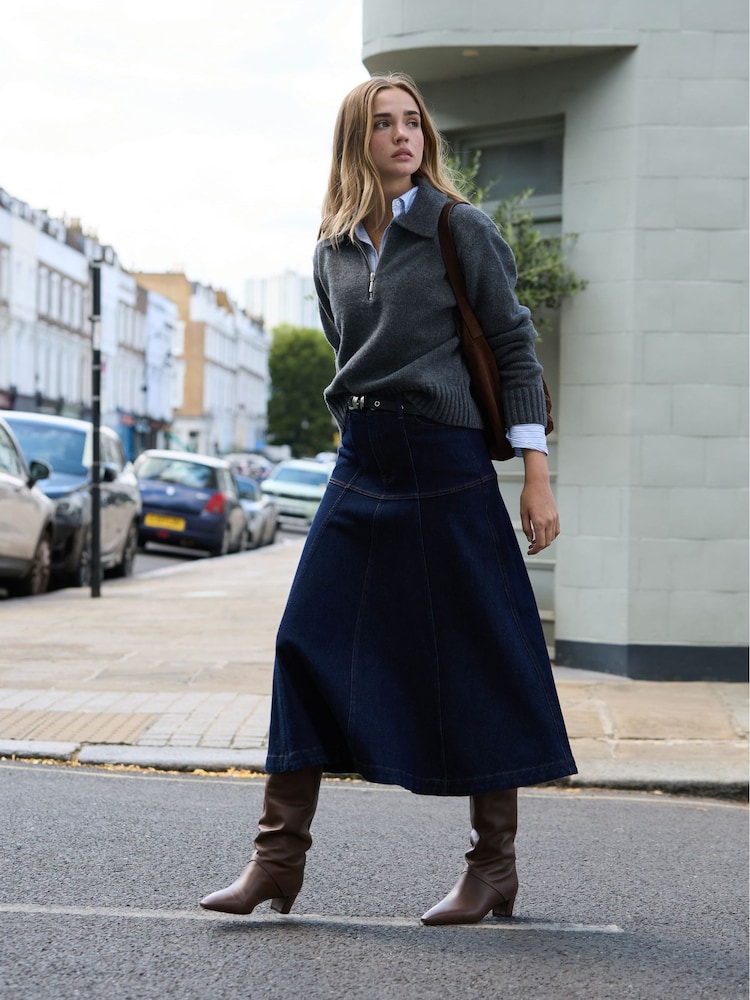 Baukjen Viola Fit & Flare Denim Skirt - Obrázek 2 z 3