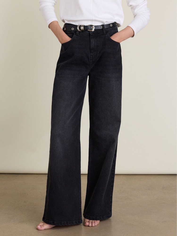 Baukjen Black Marta Wide Leg High Waist Jeans - Image 2 of 4 Baukjen Black Marta Wide Leg High Waist Jeans - Image 2 of 4