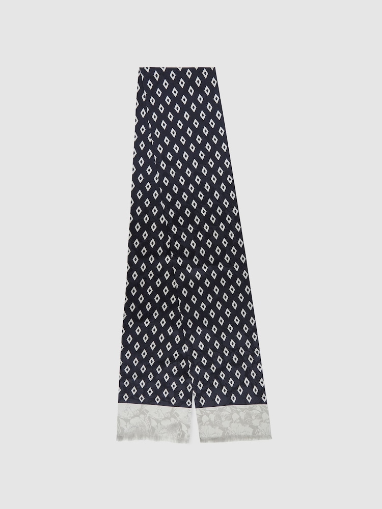 Reiss Midnight Palmaria Silk Jacquard Scarf - Image 1 of 4