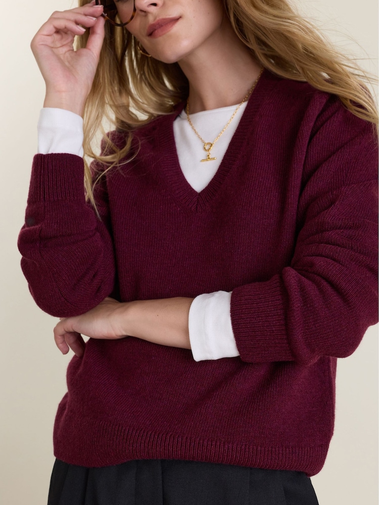 Baukjen Red Dara V-Neck Jumper - Image 2 of 3