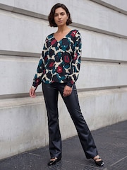 Roman Green Animal V-Neck Top - Image 2 of 4
