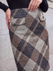 Roman Brown Button Check Skirt - Image 4 of 4