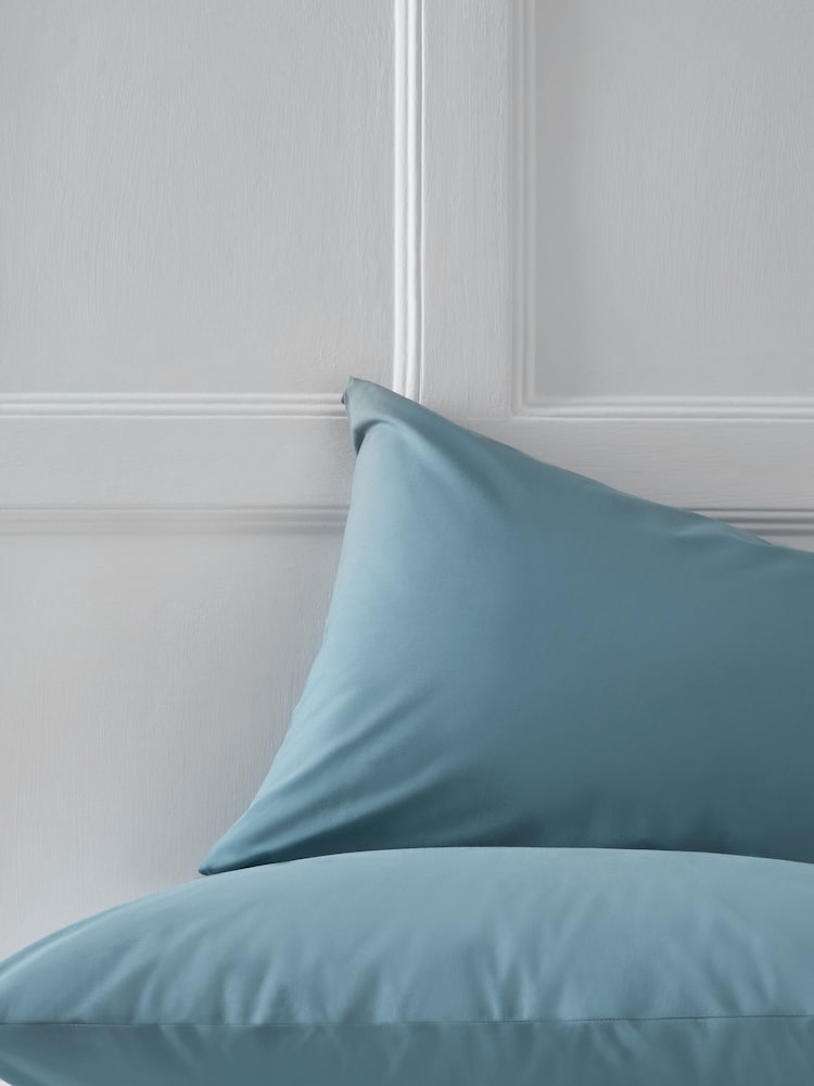 Set of 2 Blue Slate Cotton Rich Pillowcases - Image 2 of 2