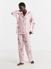Simply Be Pink Pretty Secrets Supersoft Knit Celestial Print Twosie Set - Image 1 of 4