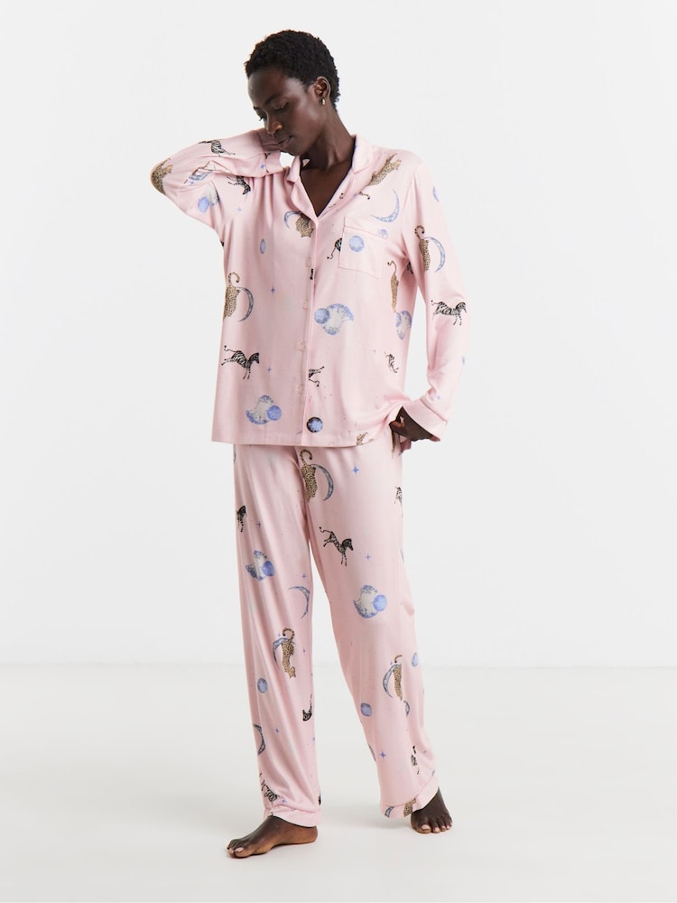 Simply Be Pink Pretty Secrets Supersoft Knit Celestial Print Twosie Set - Image 1 of 4 Simply Be Pink Pretty Secrets Supersoft Knit Celestial Print Twosie Set - Image 1 of 4