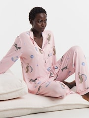 Simply Be Pink Pretty Secrets Supersoft Knit Celestial Print Twosie Set - Image 3 of 4