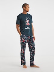 Simply Be Blue Pretty Secrets Western Santa Family Pyjamas - Image 1 of 4