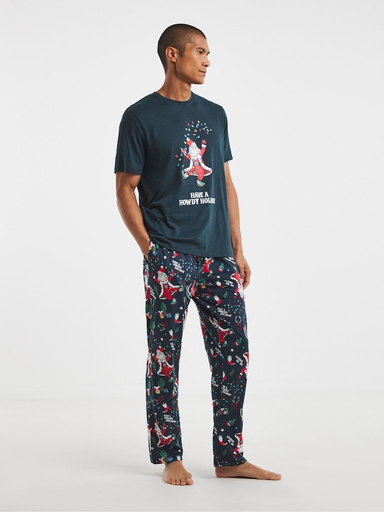 Simply Be Blue Pretty Secrets Western Santa Family Pyjamas - Image 1 of 4 Simply Be Blue Pretty Secrets Western Santa Family Pyjamas - Image 1 of 4