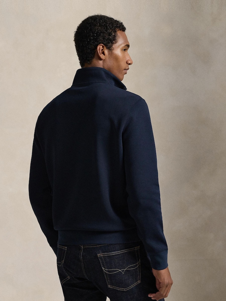 Polo Ralph Lauren Navy Double Knit Tech Quarter Zip Sweatshirt - Image 2 of 5 Polo Ralph Lauren Navy Double Knit Tech Quarter Zip Sweatshirt - Image 2 of 5