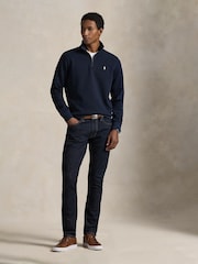 Polo Ralph Lauren Navy Double Knit Tech Quarter Zip Sweatshirt - Image 3 of 5