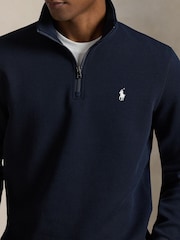 Polo Ralph Lauren Navy Double Knit Tech Quarter Zip Sweatshirt - Image 4 of 5