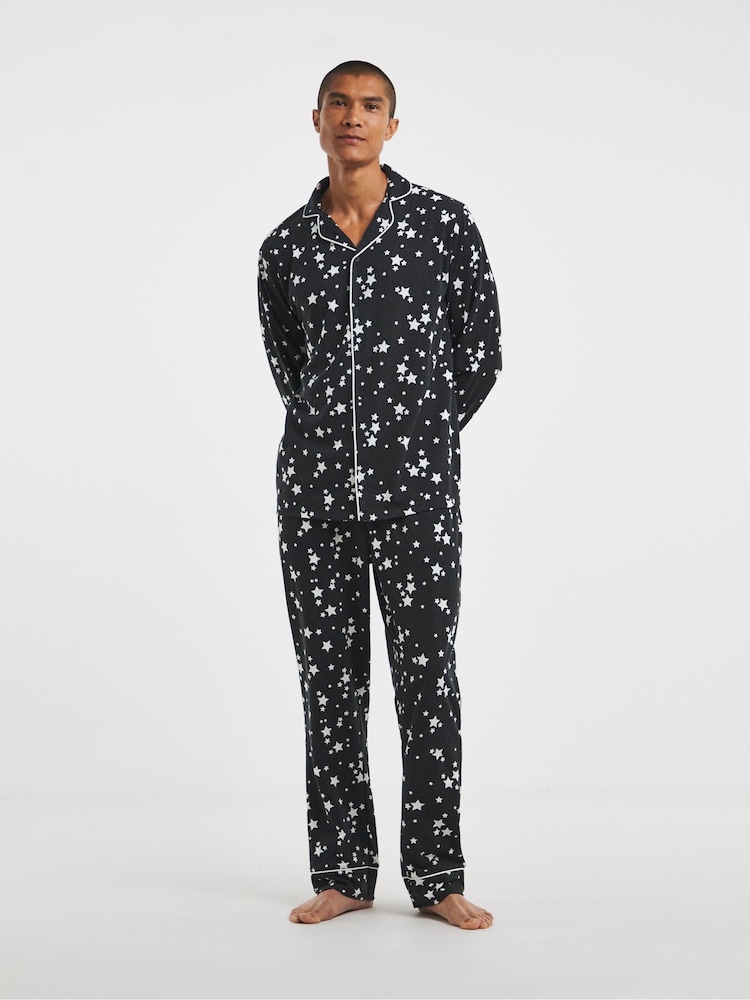 Simply Be Black Pretty Secrets Star Print Family Pyjamas - Image 1 of 4