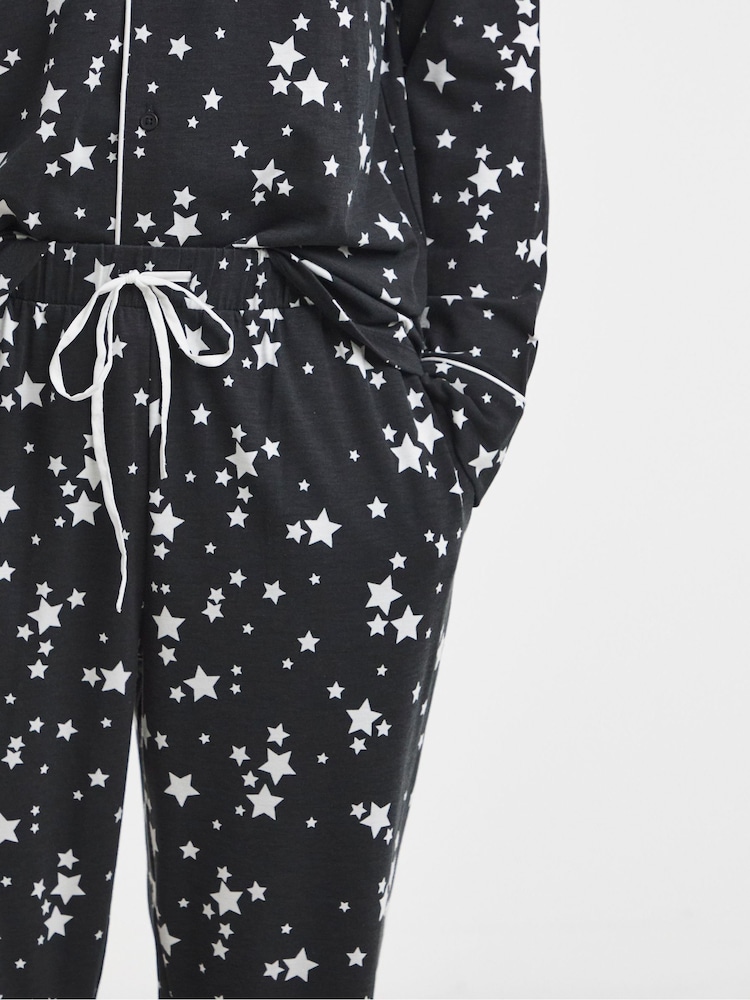 Simply Be Black Pretty Secrets Star Print Family Pyjamas - Image 4 of 4