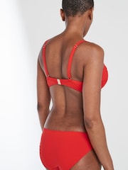 Red Wired Padded Plunge Top Shaping Bikini Top - Image 2 of 4