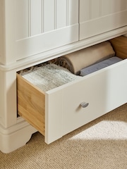 Chalk White Hampton Painted Oak Slim Double, 1 Drawer Wardrobe - Image 5 of 8
