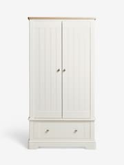 Chalk White Hampton Painted Oak Slim Double, 1 Drawer Wardrobe - Image 6 of 8