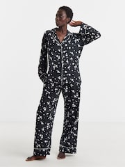 Simply Be Black Pretty Secrets Star Print Family Pyjamas - Image 1 of 4