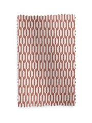 Orange/Neutral Woven Geometric Eyelet Lined Curtains - Image 5 of 6