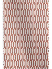 Orange/Neutral Woven Geometric Eyelet Lined Curtains - Image 6 of 6