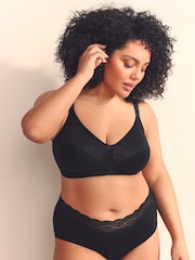 Black Total Support Full Cup Non Wire Cotton Ultimate Comfort Bra B-H - Image 1 of 7