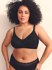 Black Total Support Full Cup Non Wire Cotton Ultimate Comfort Bra B-H - Image 3 of 7