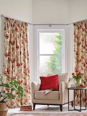 Laura Ashley Cranberry Red Gosford 100% Cotton Pencil Pleat Pencil Pleat Curtains - Image 1 of 3