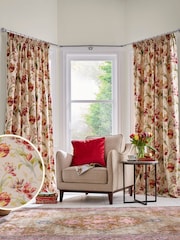 Laura Ashley Cranberry Red Gosford 100% Cotton Pencil Pleat Pencil Pleat Curtains - Image 2 of 3