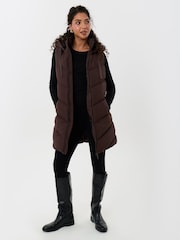 Threadbare Brown Longline Padded Gilet - Image 3 of 4