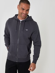Charcoal Gray - Threadbare Zip Through Hoodie - Larawan 1 ng 5