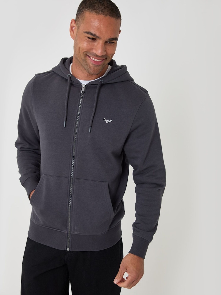 Charcoal Gray - Threadbare Zip Through Hoodie - Larawan 1 ng 5