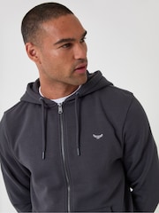 Charcoal Gray - Threadbare Zip Through Hoodie - Larawan 3 ng 5