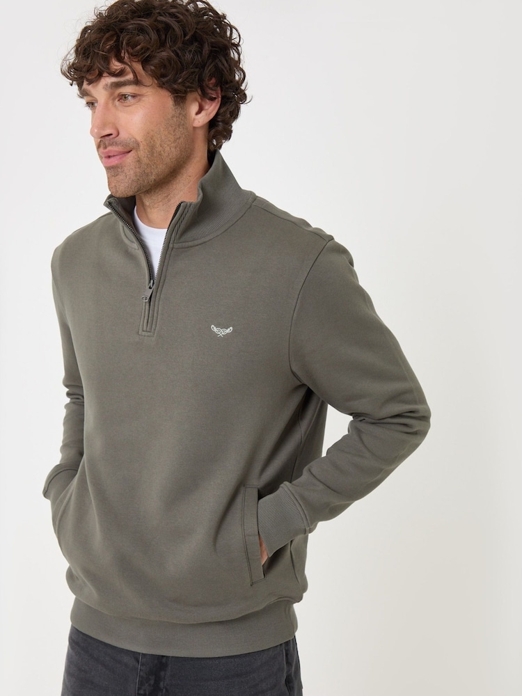 Olive Green - Threadbare Quarter Zip Neck Sweatshirt - Larawan 1 ng 4 Olive Green - Threadbare Quarter Zip Neck Sweatshirt - Larawan 1 ng 4