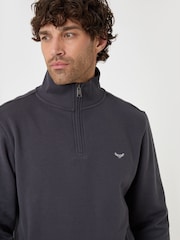 Gray - Threadbare Quarter Zip Neck Sweatshirt - Larawan 1 ng 4